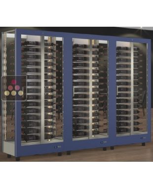 Combination of 3 professional multi-purpose wine display cabinet - 4 glazed sides - Magnetic cover CALICE DESIGN