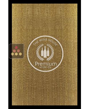 Synthetic glass panel with backlighting and custom engraved logo - Cascade Inclusions Ma Cave à Vin