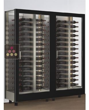 Combination of 2 professional multi-purpose wine display cabinet - 3 glazed sides - Magnetic and interchangeable cover CALICE DESIGN