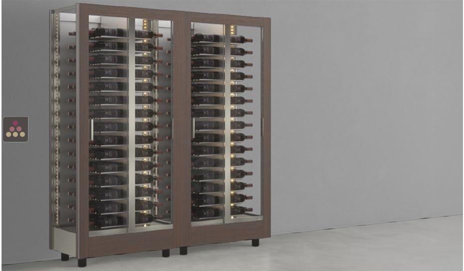 Combination of 2 professional multi-purpose wine display cabinet - 3 glazed sides - Magnetic and interchangeable cover