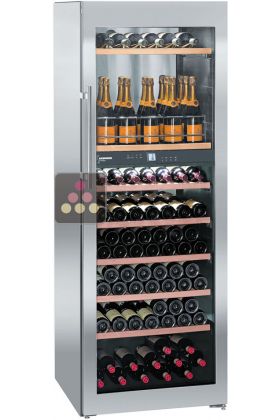 Dual temperature wine cabinet for storage and/or service
