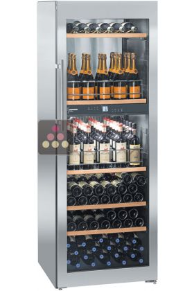 Dual temperature wine cabinet for storage and/or service
