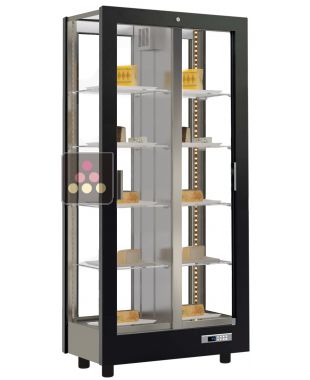 Refrigerated display cabinet for cheese - 4 glazed sides - Wooden cladding CALICE DESIGN