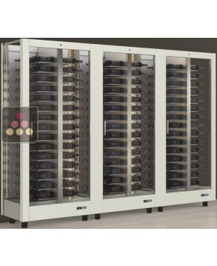Combination of 3 professional multi-purpose wine display cabinet - 3 glazed sides - Magnetic and interchangeable cover - Lying bottles CALICE DESIGN