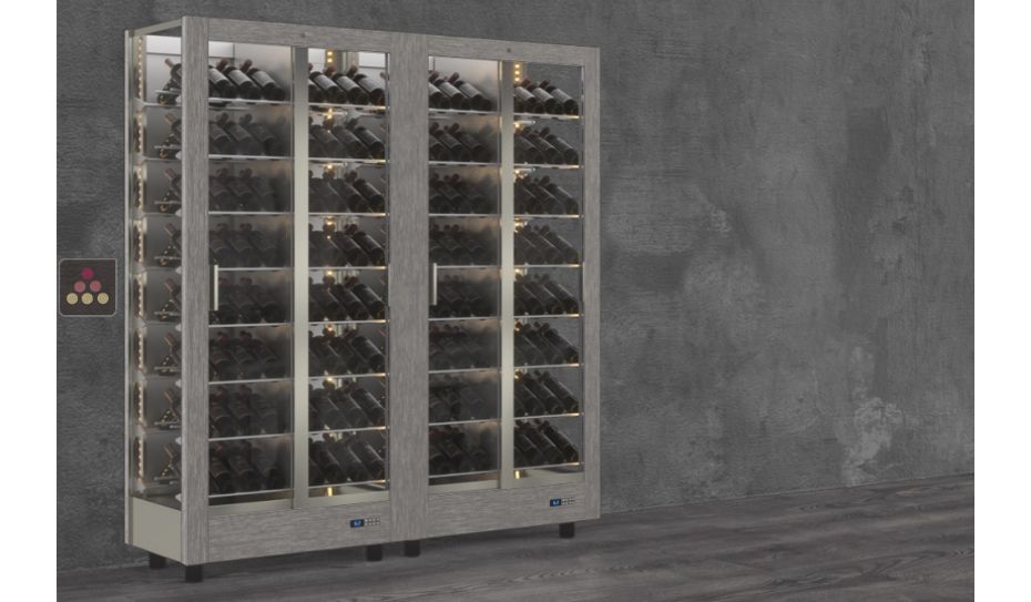 Combination of 2 professional multi-purpose wine display cabinet - 3 glazed sides - Magnetic and interchangeable cover