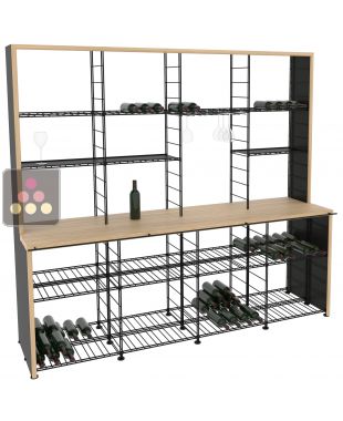 Steel storage rack with solid Oak wood tasting counter ARCHITECTURE INTERIEURE DU VIN