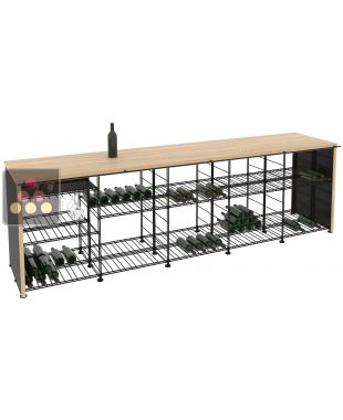 Solid Oak tasting counter-top with integrated storage racks ARCHITECTURE INTERIEURE DU VIN