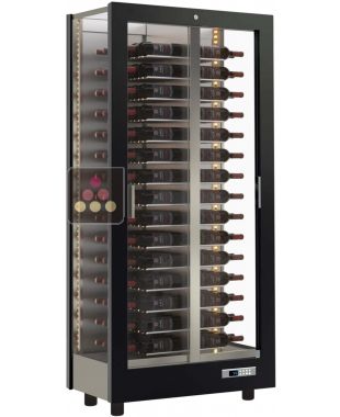 Professional multi-temperature wine display cabinet - 3 glazed sides - Horizontal bottles - Magnetic and interchangeable cover CALICE DESIGN