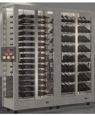 Combination of 2 professional multi-purpose wine display cabinet - 4 glazed sides - Magnetic and interchangeable cover CALICE DESIGN