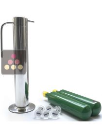 Argon preservation system for opened bottles + 2 Argon cartridges + 5 glass corks OENOPRO