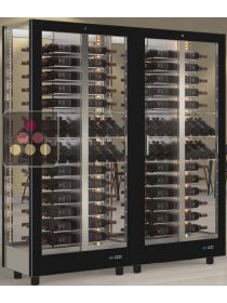 Combination of 2 professional multi-purpose wine display cabinet - 4 glazed sides - Magnetic and interchangeable cover CALICE DESIGN