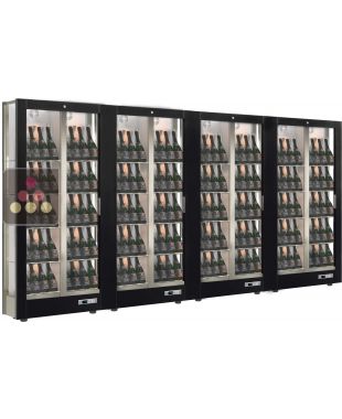 Combination of 4 professional multi-temperature wine display cabinets - 36cm deep - 3 glazed sides - Magnetic and interchangeable cover CALICE DESIGN