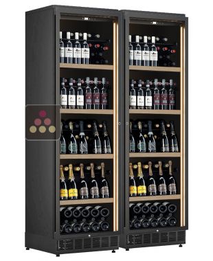 Built-in combination of 2 single-temperature wine cabinets for service or storage CALICE
