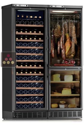 Combined built-in multi-temperature wine cabinet, cheese & cold meat cabinet