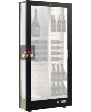 Professional multi-temperature wine display cabinet - 3 glazed sides - 36cm deep - Magnetic and interchangeable cladding - Without shelf CALICE DESIGN
