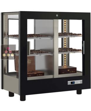 Professional refrigerated display cabinet for chocolates - 4 glazed sides - Wooden cladding CALICE DESIGN