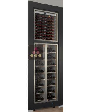 Double professional built-in wine display cabinet - Inclined bottles - Straight frame CALICE DESIGN