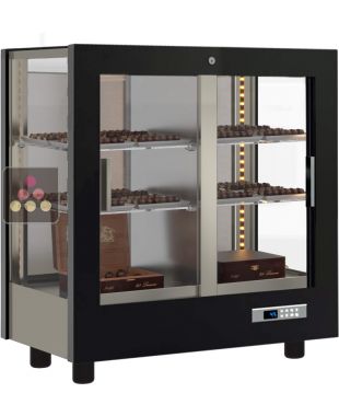 Professional refrigerated display cabinet for chocolates - 3 glazed sides - Wooden cladding CALICE DESIGN
