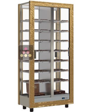Professional refrigerated display cabinet for chocolates - 4 glazed sides - Wooden cladding CALICE DESIGN