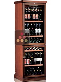 Dual temperature wine cabinet for storage or service - Wood cladding - Vertical bottles CALICE