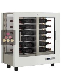 Professional multi-temperature wine display cabinet - 3 glazed sides - Horizontal bottles - Wooden cladding CALICE DESIGN