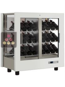 Professional multi-temperature wine display cabinet - 3 glazed sides - Inclined bottles - Wooden cladding CALICE DESIGN