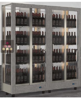 Combination of 2 professional multi-purpose wine display cabinet - 4 glazed sides - Magnetic and interchangeable cover CALICE DESIGN