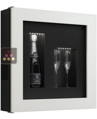 Silent refrigerated Champagne frame display for 1 bottle and 2 glasses CALICE DESIGN