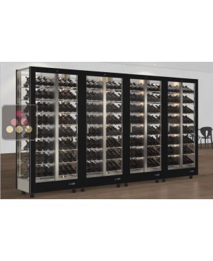 Combination of 4 professional multi-purpose wine display cabinet - 4 glazed sides - Magnetic and interchangeable cover CALICE DESIGN