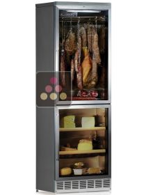 Built-in combination of a cured meat and a cheese cabinets - Stainless steel front CALICE