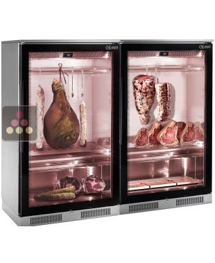 Combination of 2 refrigerated display cabinets for meat maturation and cold cuts BRERA