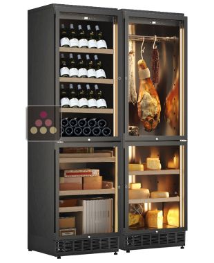 Built-in combination of 4 cabinets for wine, cold cuts, cigars and cheese storage CALICE