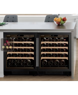 Built-in combination of 2 single temperature wine ageing cabinet - Sliding shelves ARTEVINO