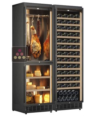 Built-in combination : multi-temperature wine cabinet, cheese and cured meat cabinets - Sliding shelves CALICE