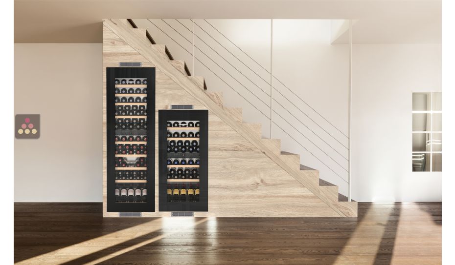 Combination of 2 built in wine cabinet for wine storage and service - Fully integrated
