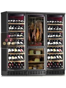 Built-in combination of 2 wine cabinet, and 1 cheese & cold cuts cabinet CALICE