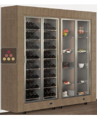 Freestanding combination of 2 professional refrigerated display cabinets for wine, snacks and desserts - Flat frame CALICE DESIGN
