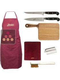 Complete kit for Volano Berkel slicer with ham clipper, cutting board, Sharpener stones brush, 2 knifes, Slicer Cover Red and Red Apron BERKEL