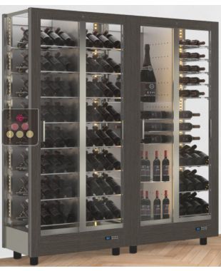 Combination of 2 professional multi-purpose wine display cabinet - 3 glazed sides - Magnetic and interchangeable cover CALICE DESIGN