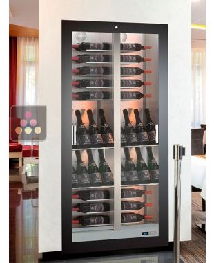 Built-in multi-temperature wine display cabinet for storage or service - 36cm deep - Mixed shelves CALICE DESIGN