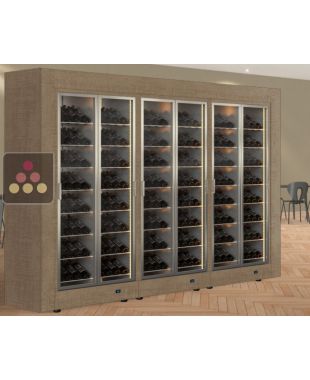 Combination of 3 professional multi-temperature wine display cabinets for central installation - Inclined bottles - Flat frame CALICE DESIGN