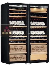 Combination of a single temperature wine cabinet and a 3 temperatures multipurpose wine cabinet - Full Glass door TRANSTHERM