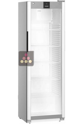 Silver forced-air refrigerated cabinet - Glass door with side LED light - 286L
