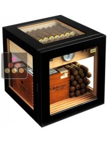 Matt black compact glass cube humidor  Adorini