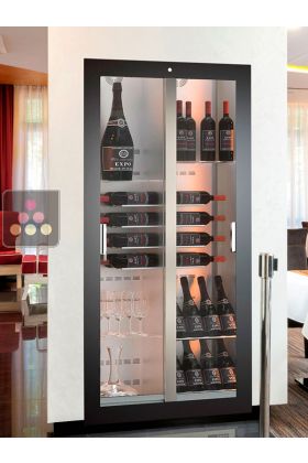 Built-in multi-temperature wine display cabinet for storage or service - 36cm deep - Without shelves