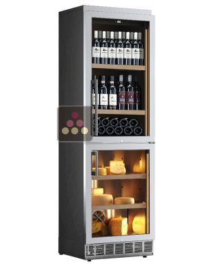 Built-in combination of wine & cheese cabinets - Stainless steel coating - Standing bottles CALICE