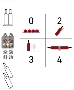Standard interior set-up for 36cm deep unit, 1 or 3 glass sides CALICE DESIGN