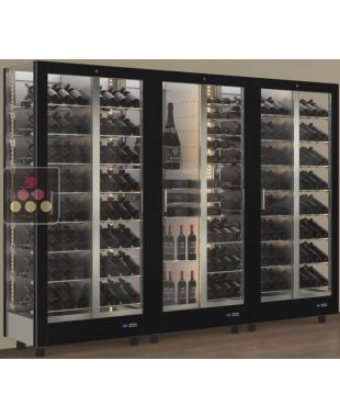 Combination of 3 professional multi-purpose wine display cabinet - 3 glazed sides - Magnetic and interchangeable cover CALICE DESIGN