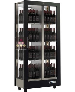 Professional multi-temperature wine display cabinet - 4 glazed sides - Standing bottles - Magnetic and interchangeable cover CALICE DESIGN