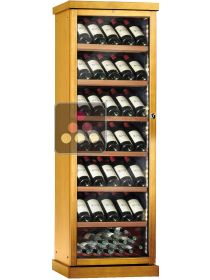 Single temperature wine cabinet for storage or service - Wood cladding - Inclined bottle display CALICE